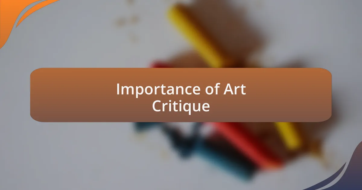 Importance of Art Critique