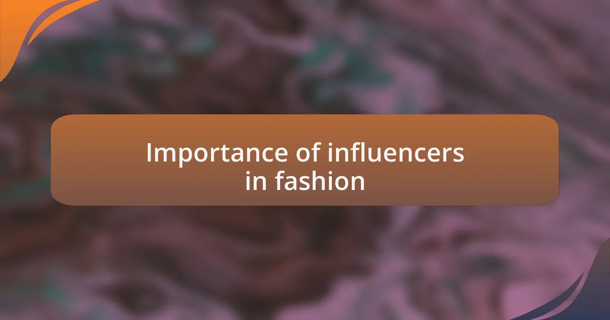 Importance of influencers in fashion