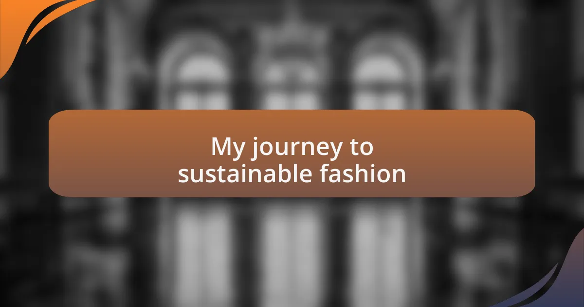 My journey to sustainable fashion