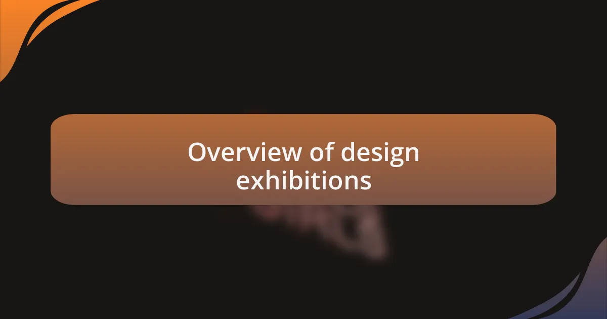 Overview of design exhibitions