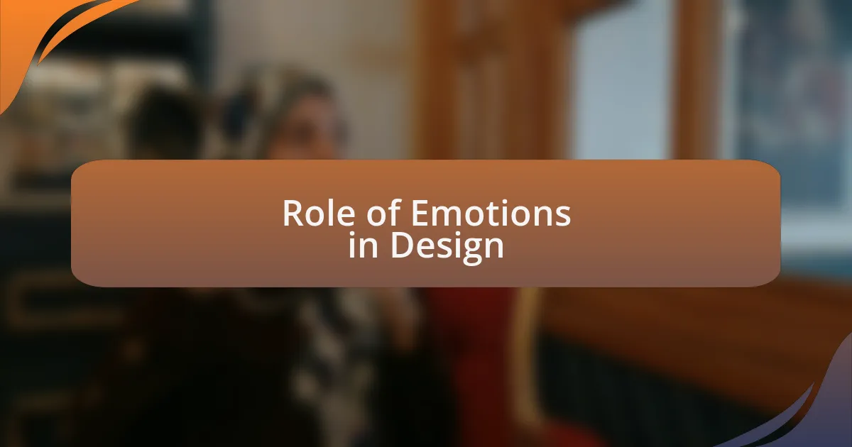 Role of Emotions in Design