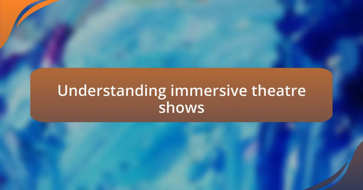 Understanding immersive theatre shows